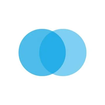 Intersecting blue circles and blue common area. Vector. Illustrazione stock