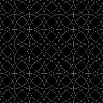 Intersecting circles abstract monochrome Repeatable pattern. Stock Illustration