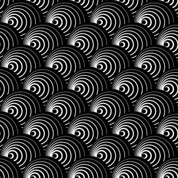 Intersecting circles abstract monochrome Repeatable pattern. Stockillustratie