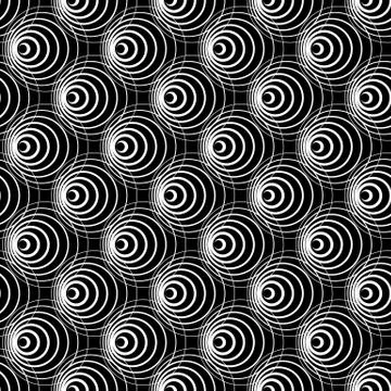 Intersecting circles abstract monochrome Repeatable pattern. イラスト素材