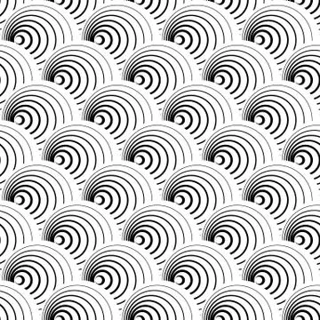 Intersecting circles abstract monochrome Repeatable pattern. 스톡 일러스트