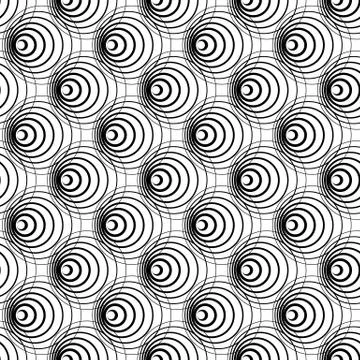 Intersecting circles abstract monochrome Repeatable pattern. 스톡 일러스트
