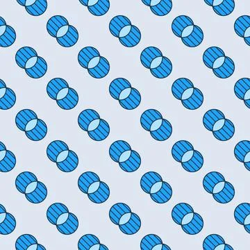 Intersecting Circles vector Mathematics colored seamless pattern Stock Illustration