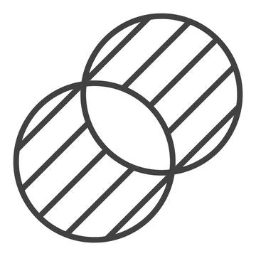 Intersecting Circles vector merge concept thin line icon Stock Illustration