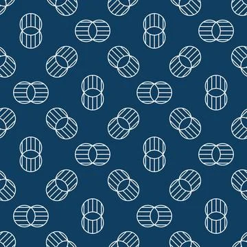 Intersecting Circles vector merge concept blue line seamless pattern Ilustración de archivo