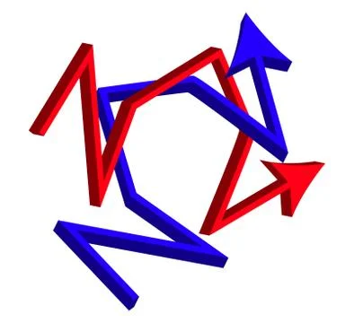 Intersecting directional arrows. crossed 3d icon business concept. Vector ill Stock Illustration