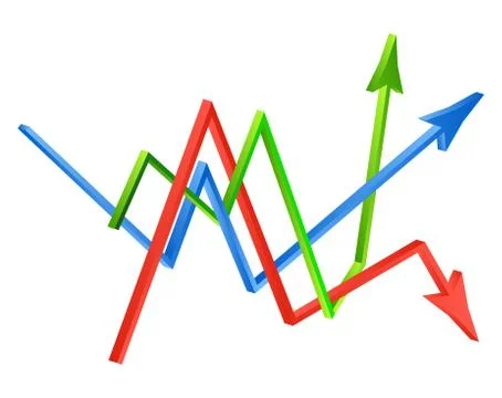 Intersecting directional arrows. crossed 3d icon business concept. Vector ill Stock Illustration