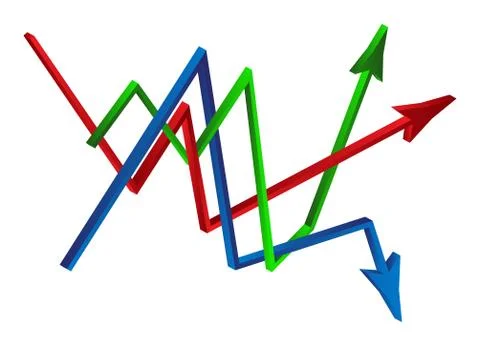 Intersecting directional arrows. crossed 3d icon business concept. Vector ill Stock Illustration