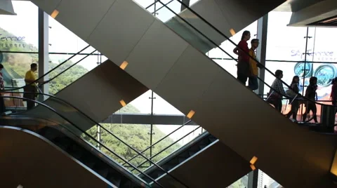 Intersecting Escalators Hong Kong Stock Footage 1046912