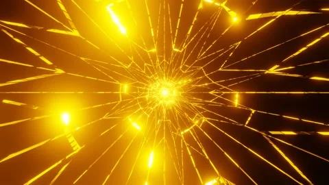 Intersecting extreme bright yellow line passage in the dark Stock Footage 160533476