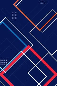 Intersecting geometric arrow and chevron strokes in red, orange, white, and.. Stock-Illustration