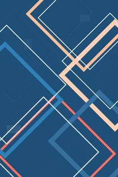 Intersecting geometric arrows and rectangular frames in peach, blue, red, a.. Illustrazione stock