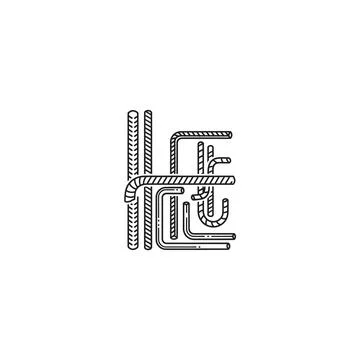 Intersecting geometric lines and tubes graphic art with line art Stock Illustration