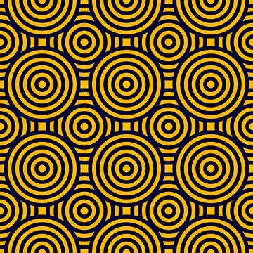 Intersecting geometry circles seamless endless repeat pattern. Stock Illustration