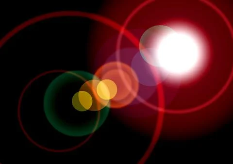 Intersecting glowing circles on black background. Abstract illustration. Modern Stock Illustration