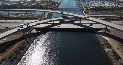 Intersecting Highways And Waterway Stock Footage 123451189