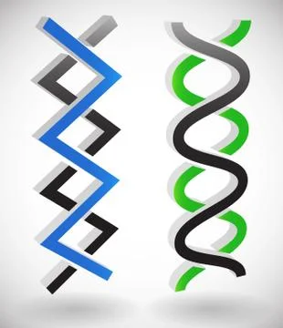 Intersecting lines, DNA strands. Angular and wavy version. Interlacement conc Stock Illustration