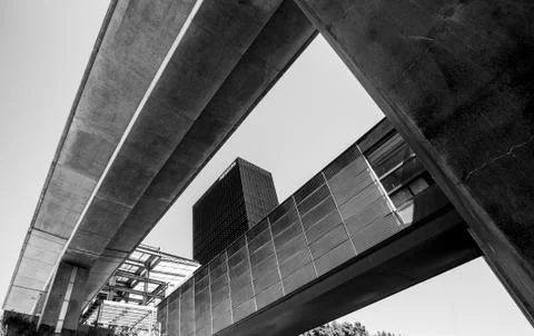 Intersecting lines at train station Stock Photos