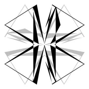 Intersecting lines w/ symmetric geometry. Abstract radial, geometric element Illustrazione stock