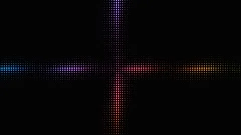 Intersecting multicolored halftone light beams moving on black Stock Footage 335933429