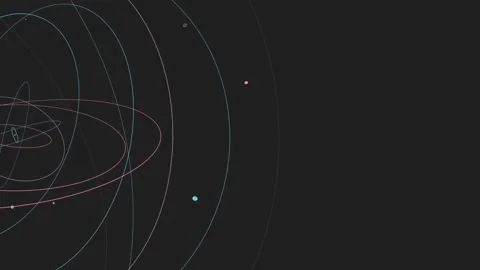 Intersecting orbit lines on a dark background, atomic structures or planetary Stock Footage 279137723