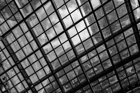 Intersecting Planes of Light and Shadow in an Urban Grid Stock Photos