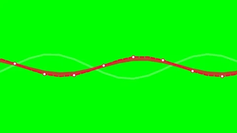 Intersecting red and green sine waves with data points on a green background Stock Footage 340263319