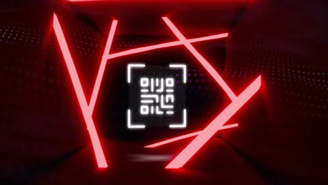 Intersecting red neon lines over digital code creating animation in abstract Stock Footage 304839719