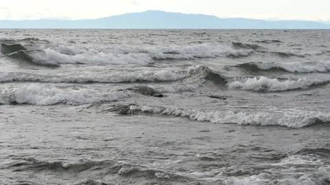 Intersecting stormy waves of Lake Baikal. Stock Footage 285380783