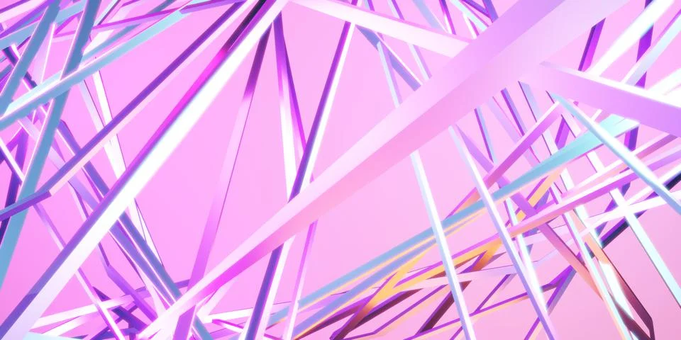 Intersecting straight lines background Rainbow reflective neon pink backdrop Stock Illustration