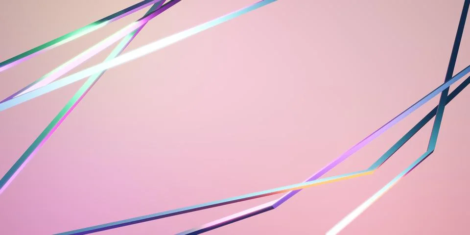 Intersecting straight lines background Rainbow reflective neon pink backdro.. Stock Illustration