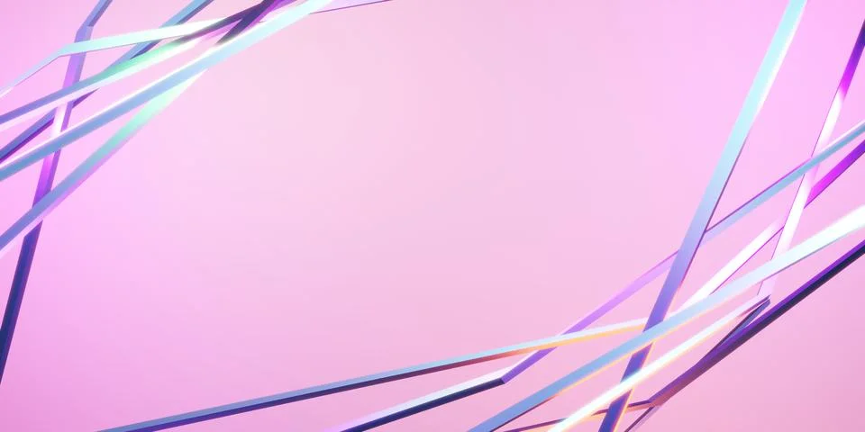 Intersecting straight lines background Rainbow reflective neon pink backdro.. Stock Illustration