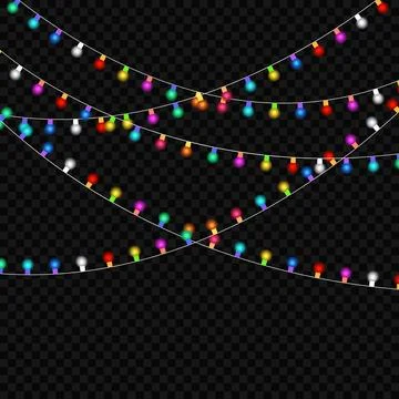 Intersecting strings of colorful christmas lights on dark background イラスト素材