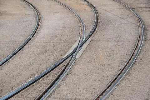 Intersecting tram lines Stock Photos