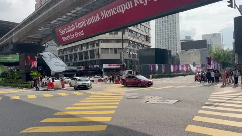Intersection of 2 bustling streets, Jalan Sultan Ismail and Jalan Bukit Bintang Stock Footage 264941271