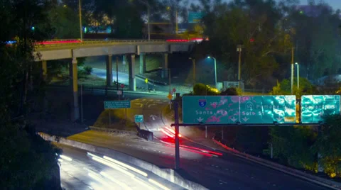 Intersection of 5 and 60 freeways in Los Angeles, California at night. Timelapse Stock Footage 39767163