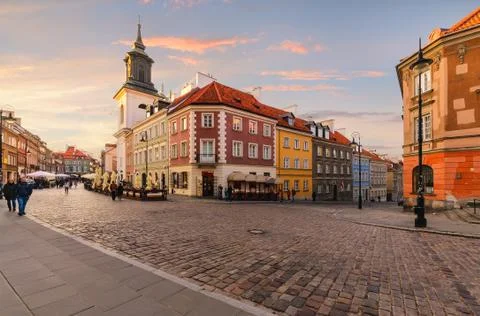 Intersection of ancient streets in the old town of Warsaw Stock Photos