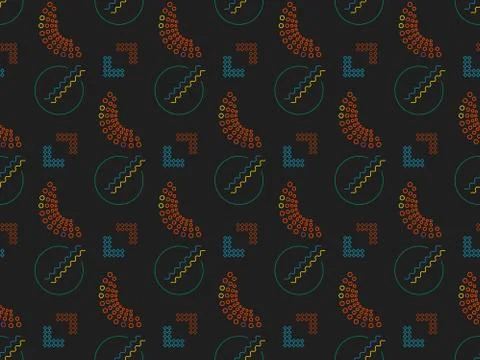 Intersection and  concentric circles on a seamless spring pattern. 스톡 일러스트