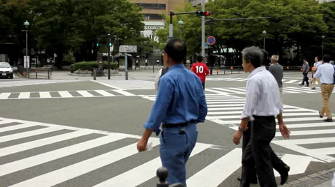Intersection and crosswalk in Yokohama Stock Footage 34503621