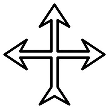 Intersection Arrows Contour Vector Icon Stock Illustration