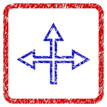 Intersection Arrows Grunge Framed Icon Stock Illustration