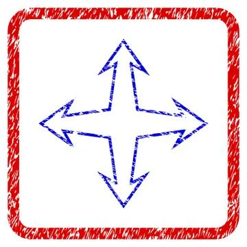 Intersection Arrows Grunge Framed Icon Stock Illustration