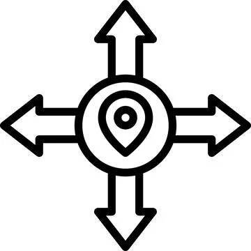 Intersection arrows icon, location map and navigation vector Stock Illustration