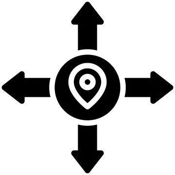 Intersection arrows icon, location map and navigation vector Stock Illustration