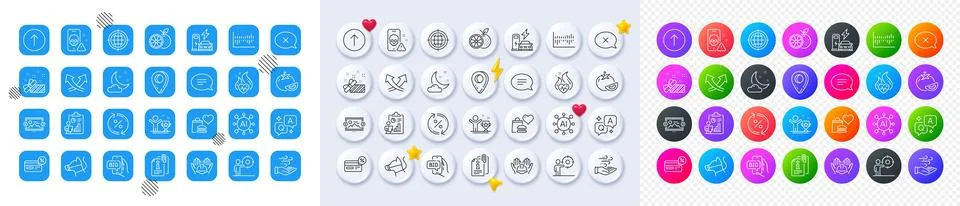 Intersection arrows, Present and Builders union line icons. For web app Ilustração Stock
