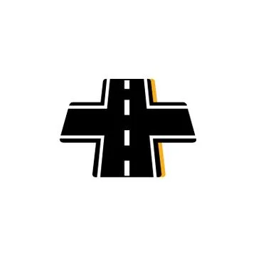 Intersection asphalt road flat image Ilustração Stock