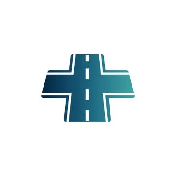 Intersection asphalt road gradient icon 스톡 일러스트