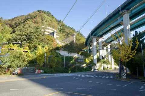 Intersection Below Bridge Offramp Stock Photos