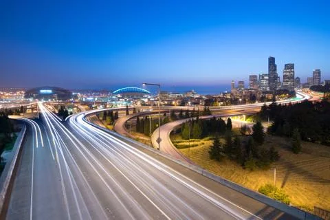 Intersection between I-5 and I-90, Seattle, Washington State, USA Stock Photos
