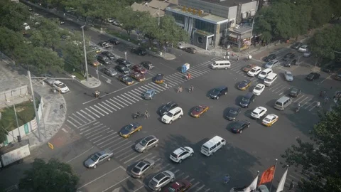 Intersection Birds Eye view of Beijing China Stock Footage 93289972